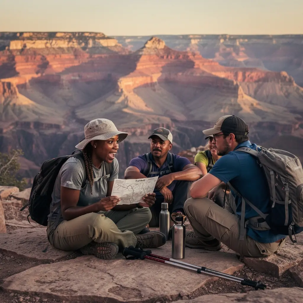 Karta trasy przedstawiająca atrakcje turystyczne w malowniczej dolinie.